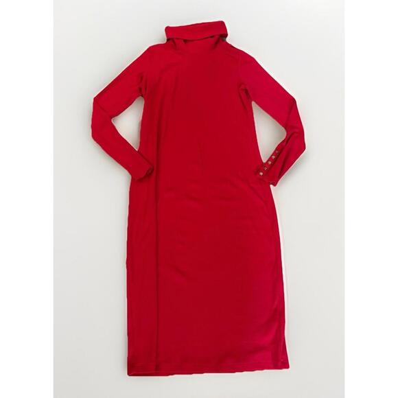 Ralph Lauren Black Label Cotton Blend Sweater Dress Women’s 8 Turtleneck Red(A31 - Picture 1 of 5